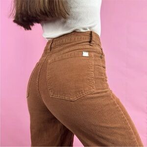 Sisstrevolution Poppy Pant buttonfly caramel corduroy Wide Leg Pants sz 24 Henna